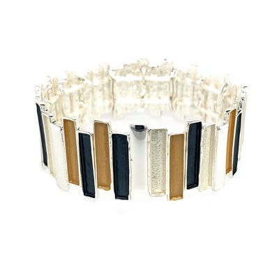 Elastic bracelet, silver-plated, matt tri-color