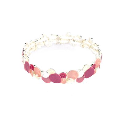 Pulsera elástica, plateada, rosa