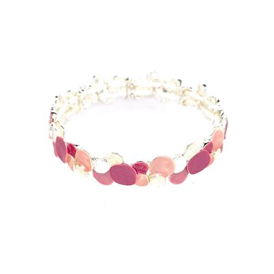 Elastic bracelet, silver-plated, pink