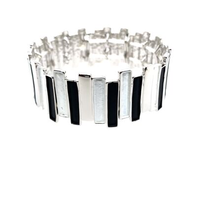 Elastic bracelet rhodium-plated black, white