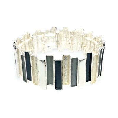 Elastic bracelet, silver-plated, matt gray light