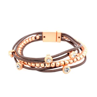 Bracelet magnetic clasp, rose gold-plated, light brown