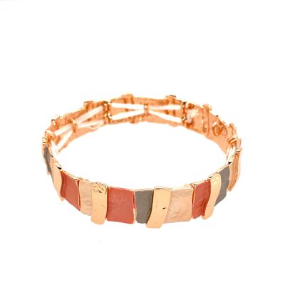 Pulsera elástica, baño de oro rosa, canela mate