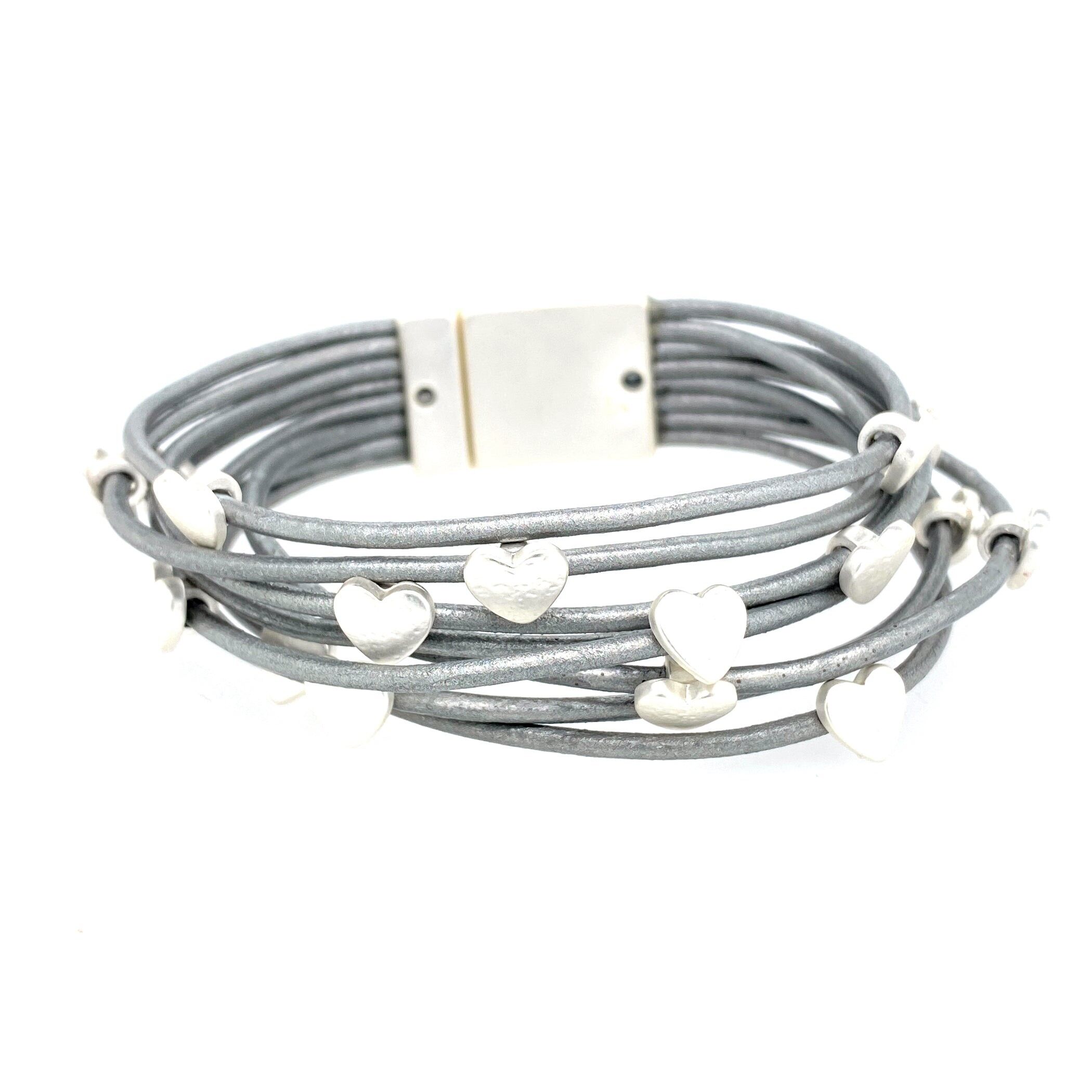 Bracciale chiusura magnetica argentato spazzolato