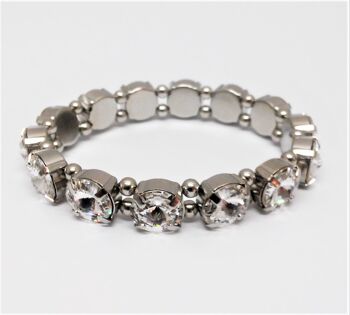 Bracelet élastique pierres cristal rhodié 11mm cristal