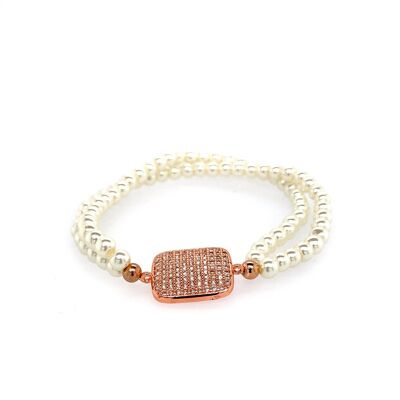 Bracelet elastic rose gold plated pearl