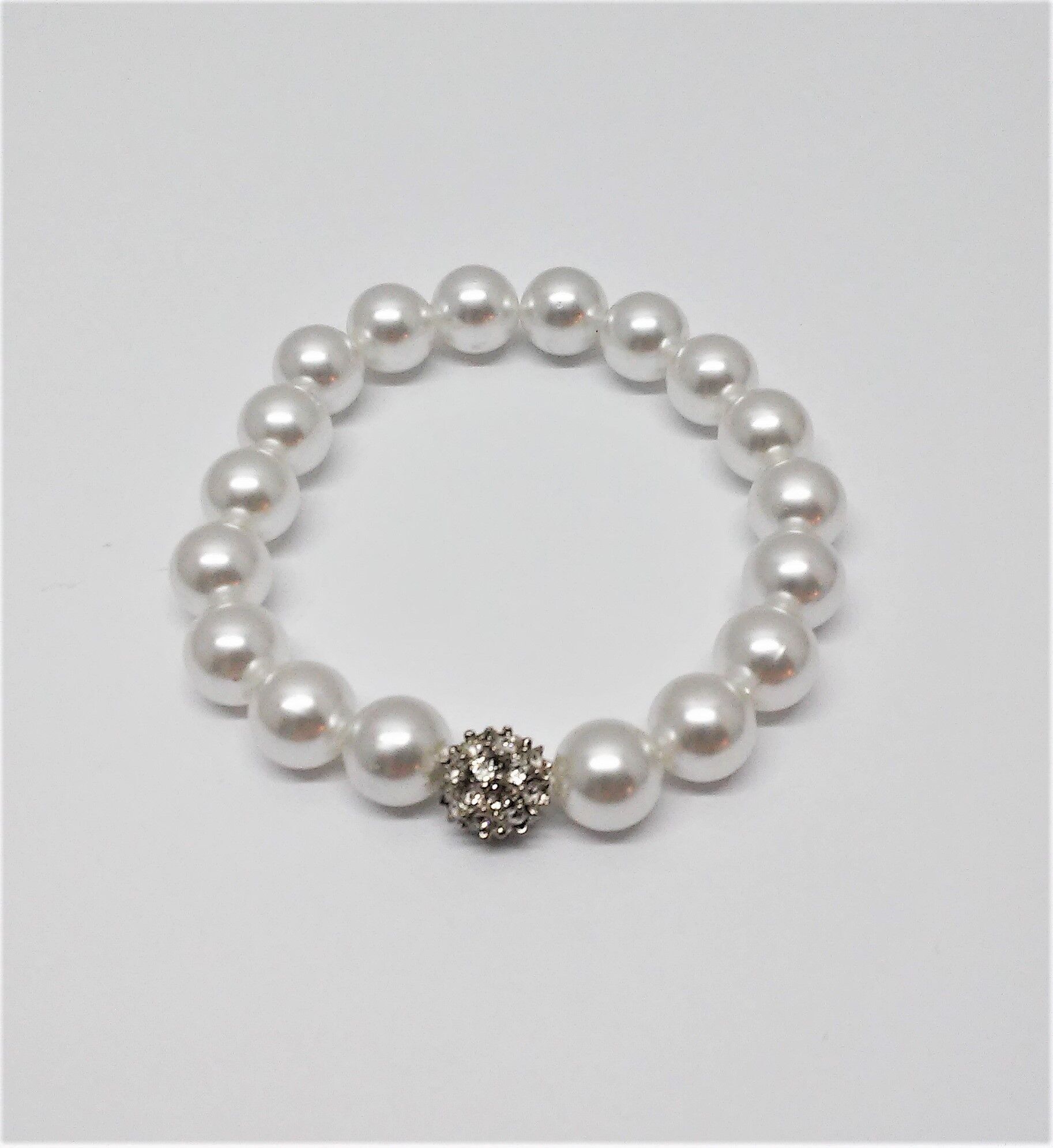 Bracciale elastico in cristallo bianco rodiato pietre crystal