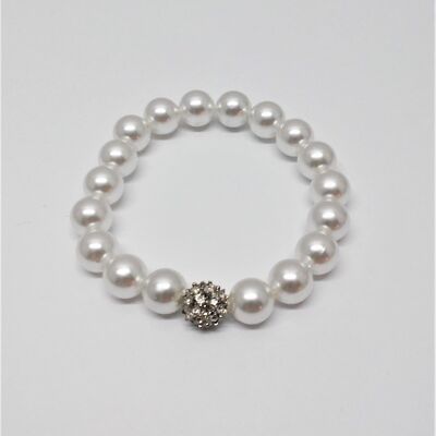 Bracelet elastic rhodium-plated white crystal stones crystal