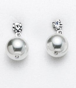 Borchie rodiate bianco perla bianco