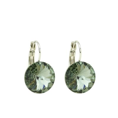 Earrings crystal stone 14mm - Black Diamond