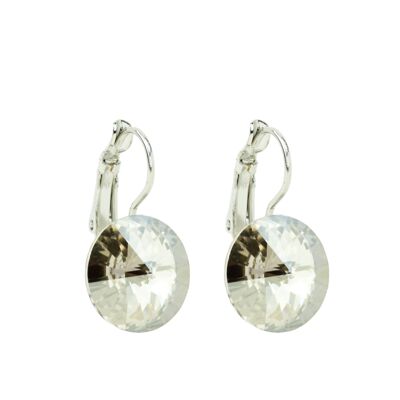 Earrings crystal stone 14mm - Silver Shadow
