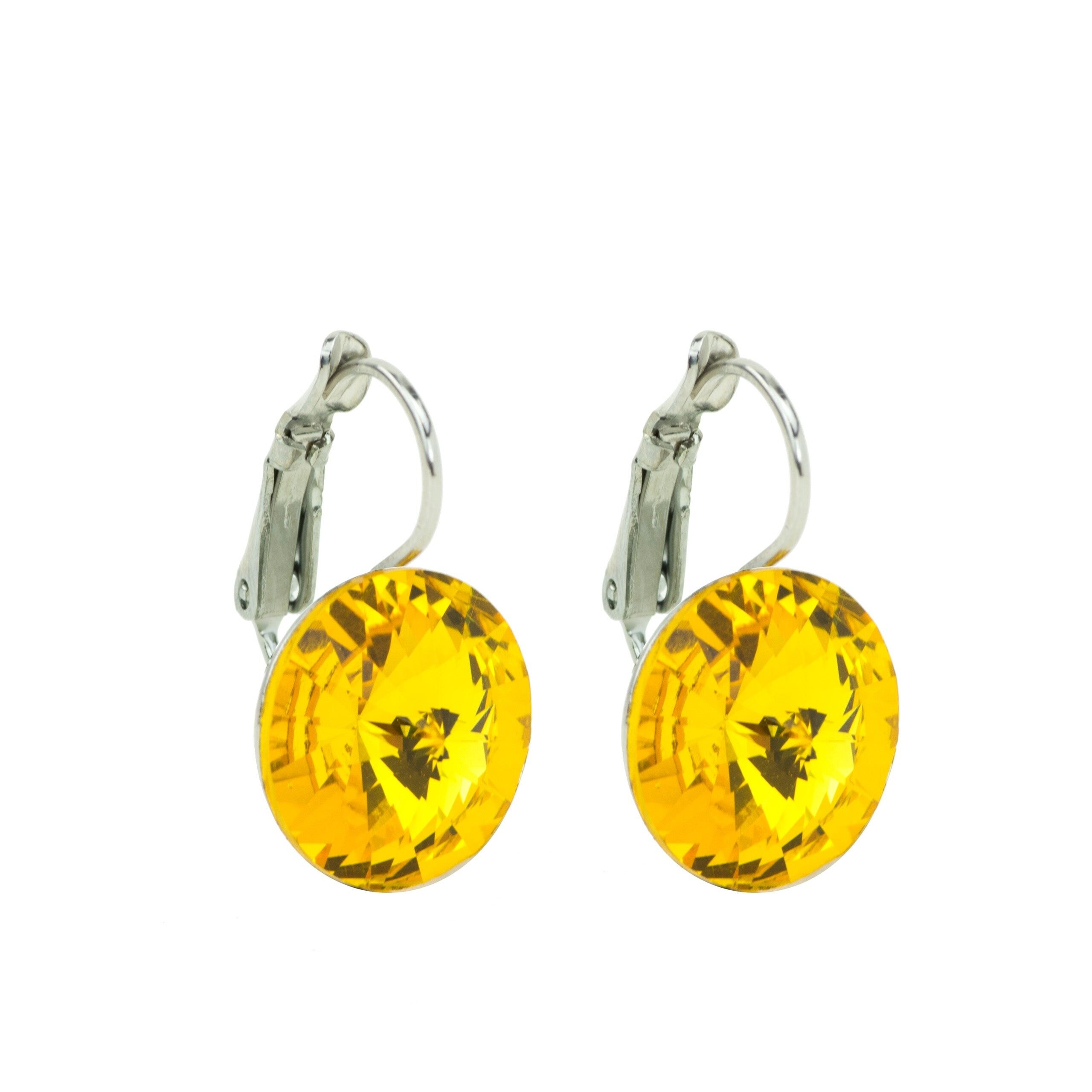 Orecchini pietra di cristallo 14mm - Girasole