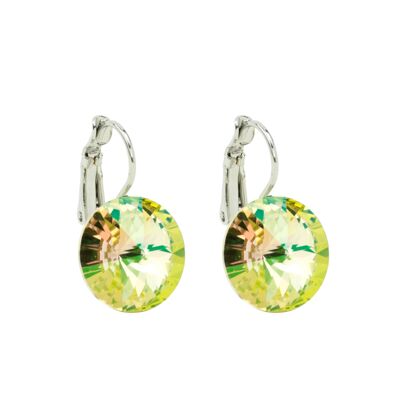 Boucles d'oreilles pierre cristal 14mm - Vert Luminus