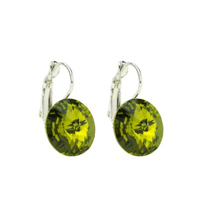 Earrings Crystal Stone 14mm - Olive