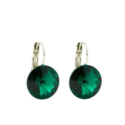 Earrings crystal stone 14mm - Emerald
