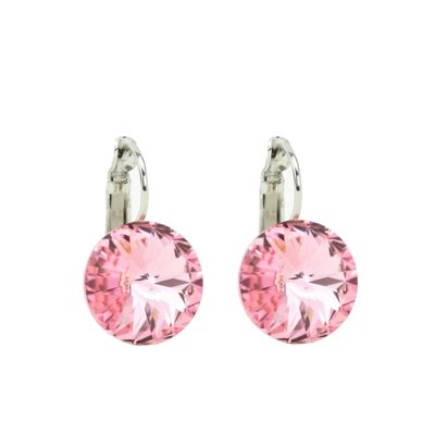 Earrings Crystal Stone 14mm - Light Pink