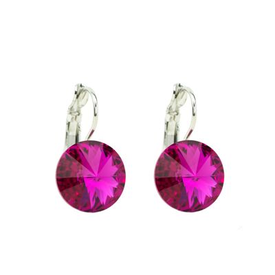 Pendientes piedra cristal 14mm - fucsia