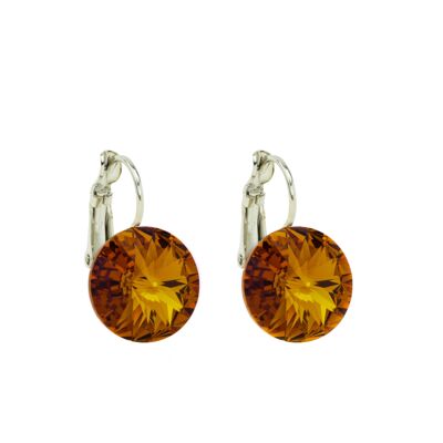 Earrings crystal stone 14mm - Smoked Topaz