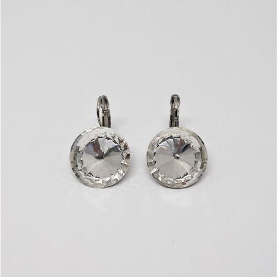 Boucles d'oreilles plaqué argent pierres cristal 18mm cristal