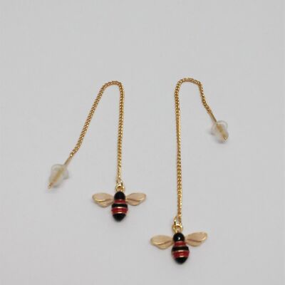 Gold-plated red ear studs