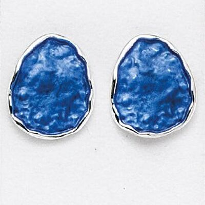 Blue silver plated ear studs
