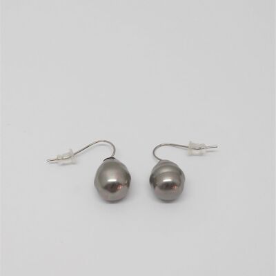 Ear hook rhodium-plated pearl gray