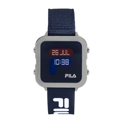 38-6088-102 - Fila Unisex-Digitaluhr - Armband aus Silikon und Nylon