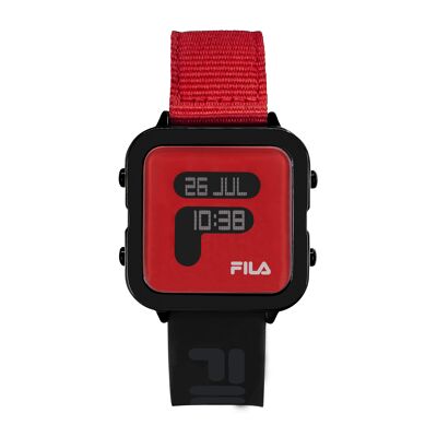 38-6088-103 - Fila Unisex-Digitaluhr - Armband aus Silikon und Nylon