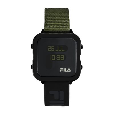 38-6088-105 - Fila Unisex-Digitaluhr - Armband aus Silikon und Nylon