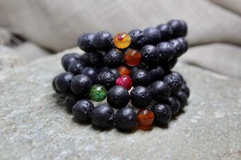 Bracelet Perles de Lave Noires