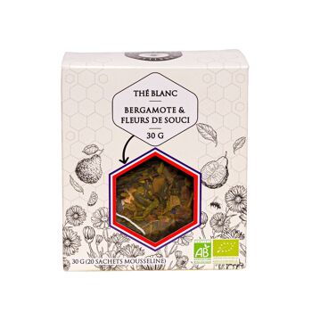 Thé Blanc Bergamote &Fleurs de Souci Bio (sachets mousseline) 1