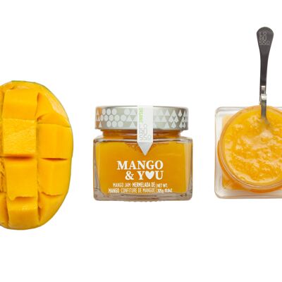 Organic artisan mango marmalade 85% fruit 305g. Reduced sugar content.