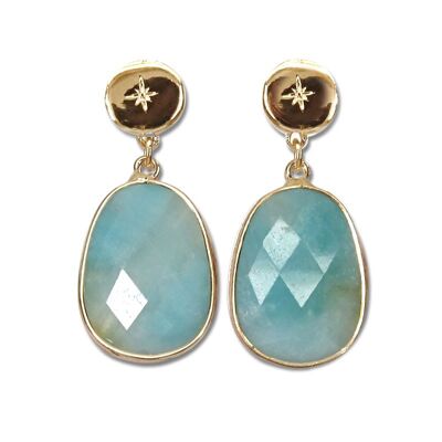 SALIS boucle d'oreille pierre fine amazonite or