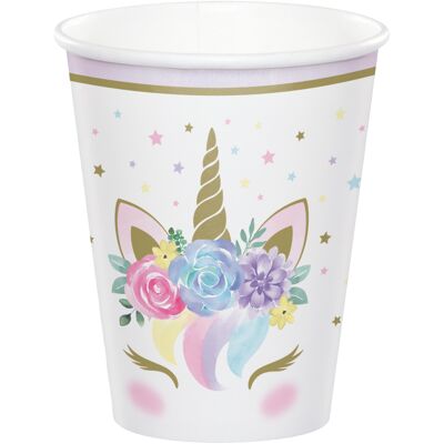 Vasos de papel para bebé unicornio