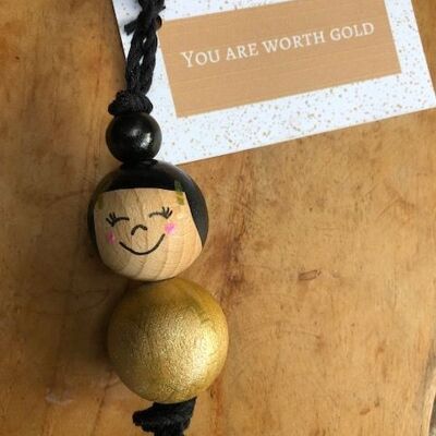 Glückspuppe Gold 'Du bist Gold wert' (klein)