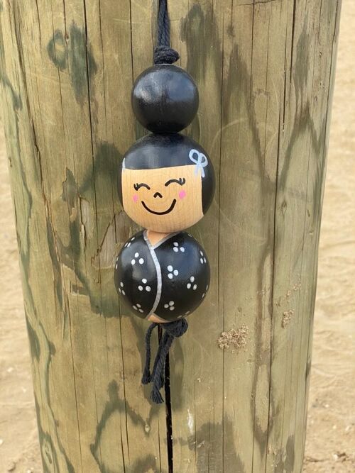Lucky doll black with silver dots (large)