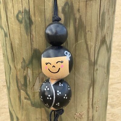 Lucky doll black with silver dots (large)