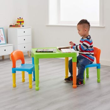 Ensemble table et chaises en plastique multicolore pour enfants 3