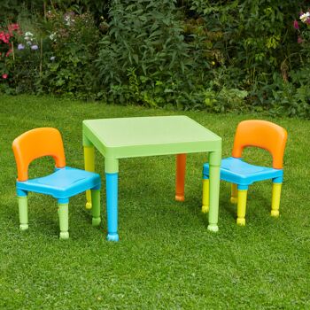 Ensemble table et chaises en plastique multicolore pour enfants 5