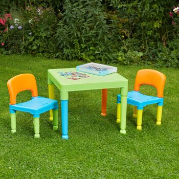 Ensemble table et chaises en plastique multicolore pour enfants 6