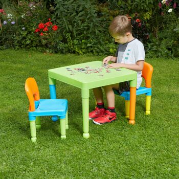 Ensemble table et chaises en plastique multicolore pour enfants 7