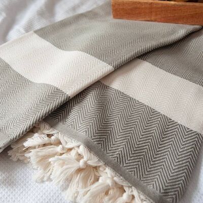 Khaki Green Herringbone XL Throw