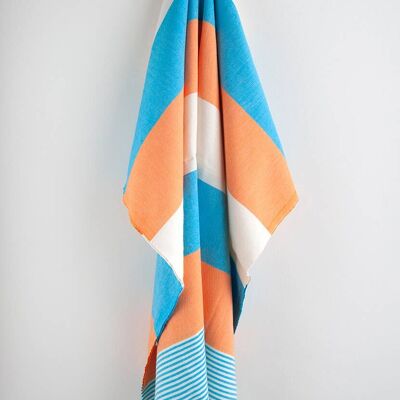 Orange Turquoise Balat Turkish Towel