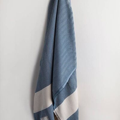 French Navy Herringbone Turkish Towel