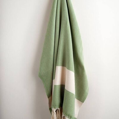 Olive Green Herringbone Turkish Towel