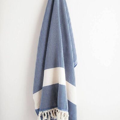 Navy Blue Herringbone Turkish Towel