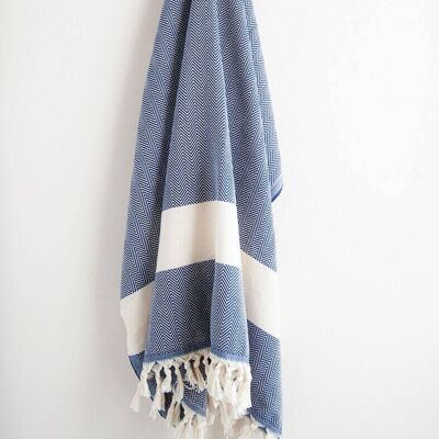 Navy Blue Herringbone Turkish Towel