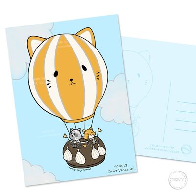 A6 Postkarte mit süßem Heißluftballon