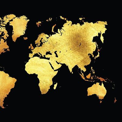Goldfarbener Weltkarten-Leinwanddruck 50 x 70
