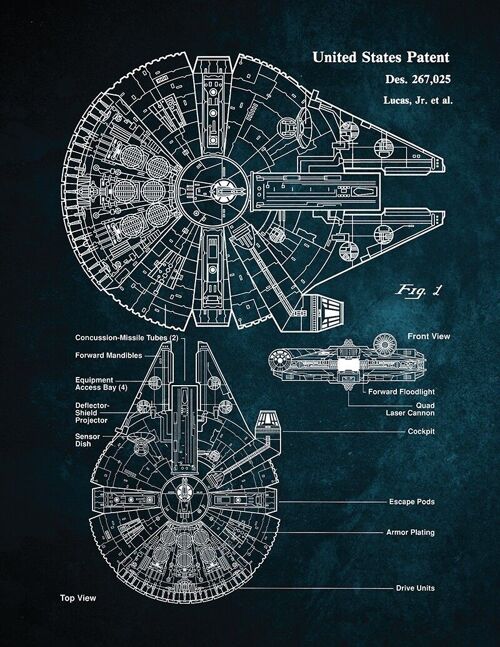 Tableau sur Toile Millenium Falcon 30 X 40